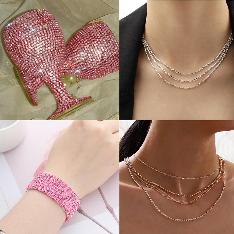 Slergut Rhinestone Chain, 10Yard 3mm Pink Rhinestone Trim, Diamond String Rhinestones Ribbon Strips Tape, Bling Crystal Rhinestones Close Chains Claw Cup Chains Trim for Sewing Craft DIY Clothes Shoes Jewelry - Image 3